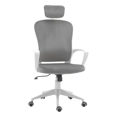 Vinsetto High-Back Office Chair Home Rocking w/ Wheel, Up-Down Headrest, Grey