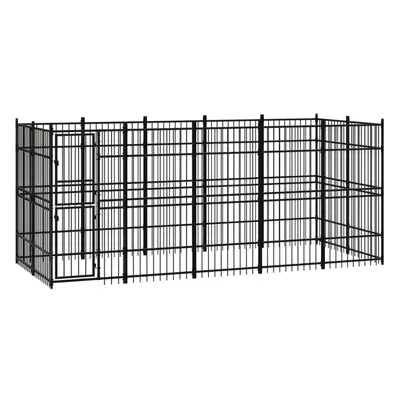 vidaXL Outdoor Dog Kennel Steel Outdoor Puppy Enclosure Dog Pet Supply Cage