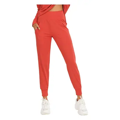 (Red, M) Women Sports Pants High Waist Pocket Quick Dry Moisture-wicking Breathable