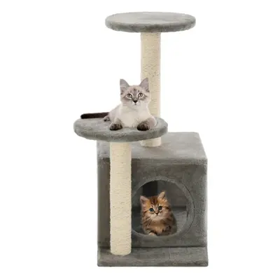 vidaXL Cat Tree with Sisal Scratching Posts 60cm Grey Kitten Playhouse Tower