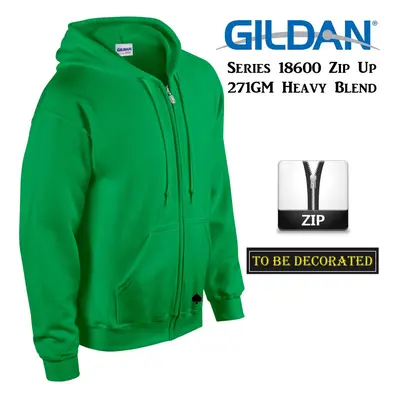 (XL) Gildan Irish Green Zip Up Hoodie Hooded Sweatshirt Sweater Fleece