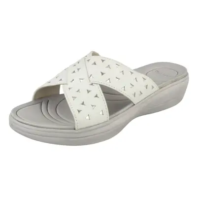 (UK 3, White/Silver (White)) Ladies Padders Wide Fitting Sandals Clara - EE Fit