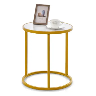 Marble Top Round Side Table Modern Sofa End Table Home Accent Bedside Table