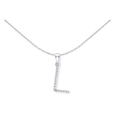 Jewelco London 9ct White Gold Diamond Initial Charm Pendant Letter 7mm x 18mm - INNR029-L