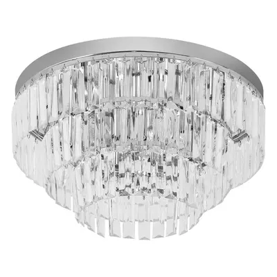 HOMCOM Crystal Chandelier Flush Mount Ceilings Lighting Fixture for Living Room