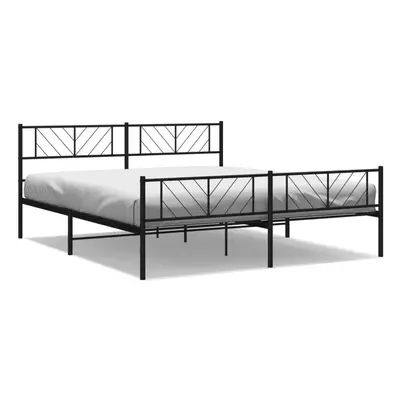 (black, x cm/with headboard & footboard) vidaXL Metal Bed Frame Bedroom Platform Bed Base Bedste