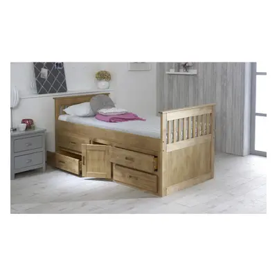 (Wax) Captain Storage Wooden Bed