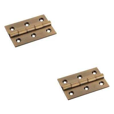 2x PAIR x x 2.5mm Brass Washered Butt Hinge Antique Bronze Internal Door