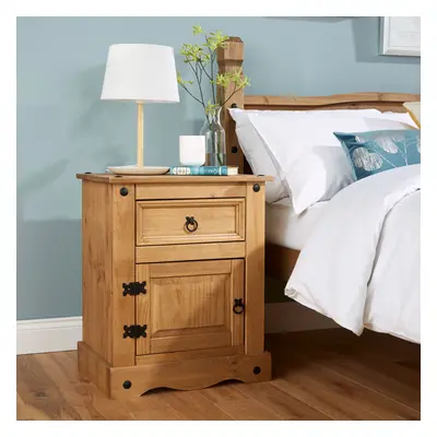 Corona Solid Pine Bedside Cabinet Door Drawer Night Stand Table