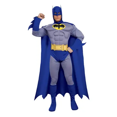 (S, Blue/Yellow) Batman Mens Deluxe Muscles Costume