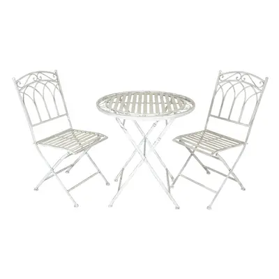 Charles Bentley Rustic Wrought Iron Bistro Set Lightweight Garden Outdoor, Strong & Sturdy in an