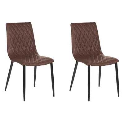 Set of Dining Chairs MONTANA Faux Leather Dark Brown