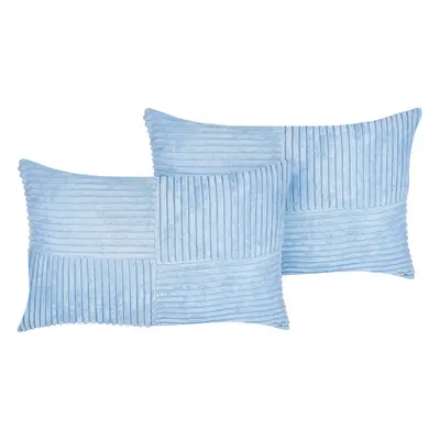 Set of Cushions MILLET Corduroy x cm Solid Blue