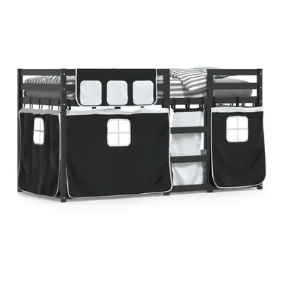 (black and white, x cm) vidaXL Bunk Bed with Curtains Kids Twin Sleeper Blue 80x200 cm Solid Woo