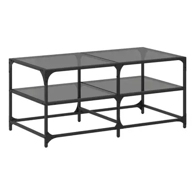 (black, 98.5 x x cm) vidaXL Coffee Table with Transparent Glass Top End Table Side Table Steel