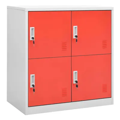 vidaXL Locker Cabinet Light Grey and Red Steel Wardrobe School Office Locker