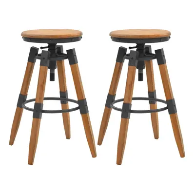 vidaXL 2x Solid Fir Wood Adjustable Bar Stools 53.5x53.5x79cm Home Chair Seat