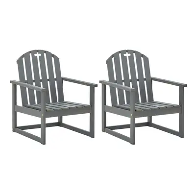 vidaXL 2x Solid Acacia Wood Garden Sofa Chairs Grey Outdoor Wooden Armchair