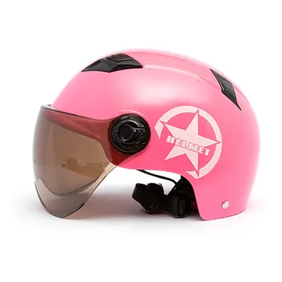 (Pink, L) Motorcycle Helmet Half Open Face Adjustable Size Protection Gear Head Helmets