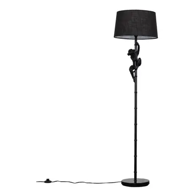 Modern Black Hanging Monkey Floor Lamp with a Black Tapered Shade - Complete with a 6w LED Bulb 