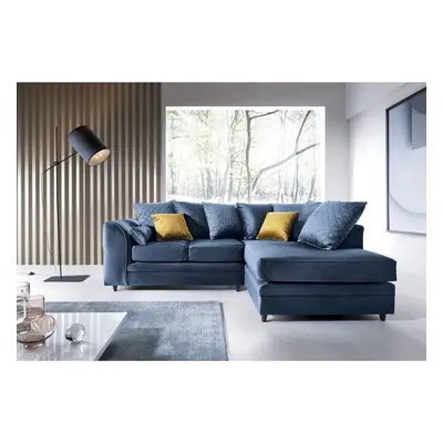 (Dark Blue, Right Facing) Chicago Velvet Corner Sofa