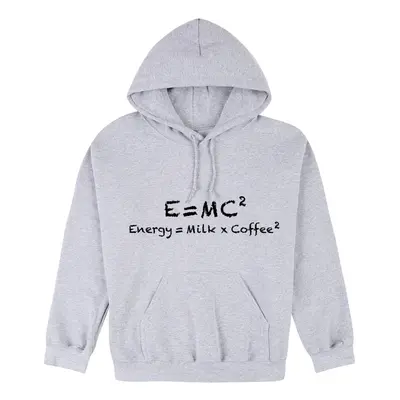 (3XL) E=mc2 Energy Milk Coffee Funny Einstein Grey Hooded Sweater Mens Hoodie