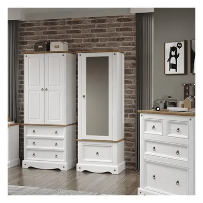 Home Source Corona Pine Armoire Door Wardrobe Cupboard White