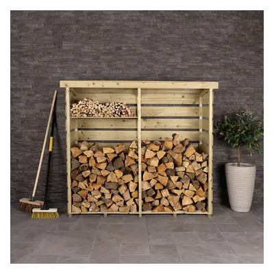 Charles Bentley FSC Nordic Spruce Wood Double Log Store Firewood Storage Heavy