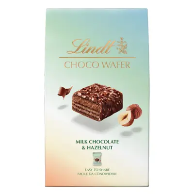 LINDT Choco Wafer - Milk Chocolate & Hazelnuts 135g (Pack of 8)