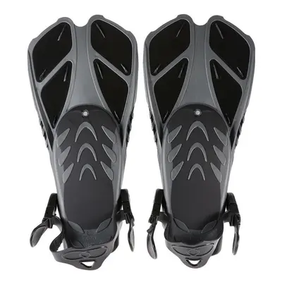 (Black, M) Swim Fins Floating Training Fin Flippers with Adjustable Heel for Swimming Diving Sno