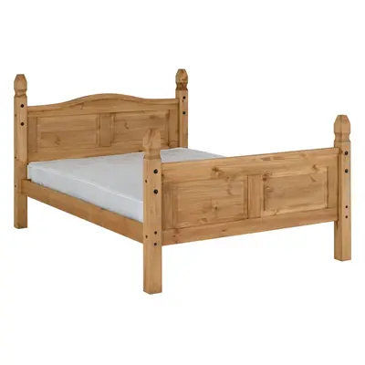 Corona 4FT 6inch Double High Foot End Bed Fram - Distressed Waxed Pine