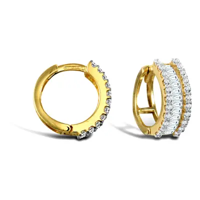 Jewelco London Ladies Solid 9ct Yellow Gold White Round and Baguette Cubic Zirconia Eternity 5.5