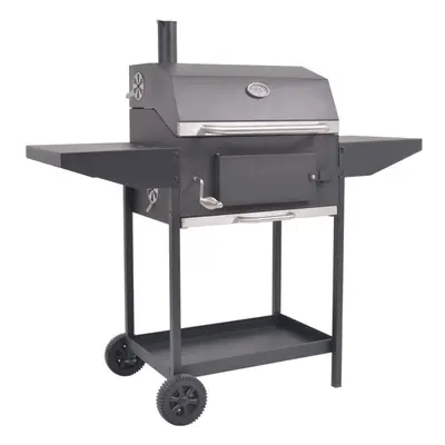 vidaXL BBQ Charcoal Smoker with Bottom Shelf Black Outdoor Grill Barbecue