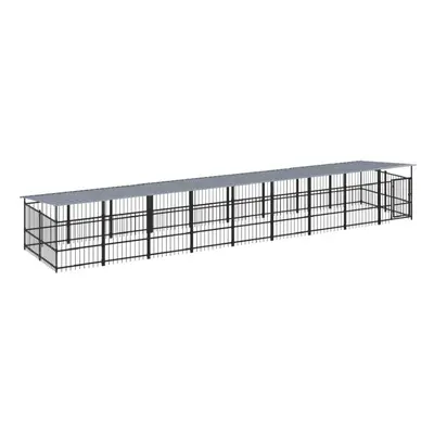 (879 x x cm) vidaXL Outdoor Dog Kennel Steel Puppy Crate Pet Cage Enclosure Multi Sizes