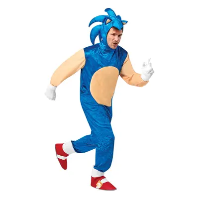 (S, Blue/Beige) Sonic The Hedgehog Mens Deluxe Costume