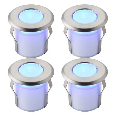 4 PACK Recessed Decking IP67 Guide Light - 0.8W Blue LED - Stainless Steel