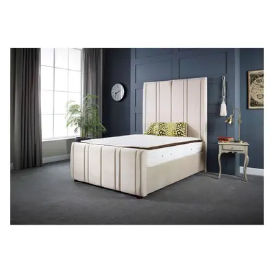 (5FT KING) Lucinda Luxury Cream Velvet Upholstered Bed Frame