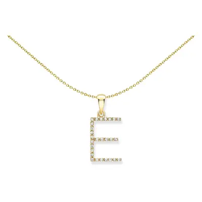 Jewelco London 18ct Yellow Gold Diamond Initial Charm Pendant Letter E 8mm x 18mm - INNR0213-E