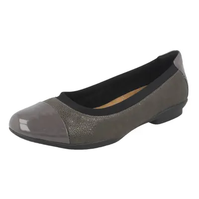 (UK 7, Dark Grey (Grey)) Ladies Clarks Ballerina Flats Neenah Garden - D Fit