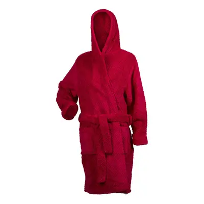 (Raspberry, Large - UK 16/18) Slenderella Ladies Waffle Fleece Hooded Wrap Dressing Gown