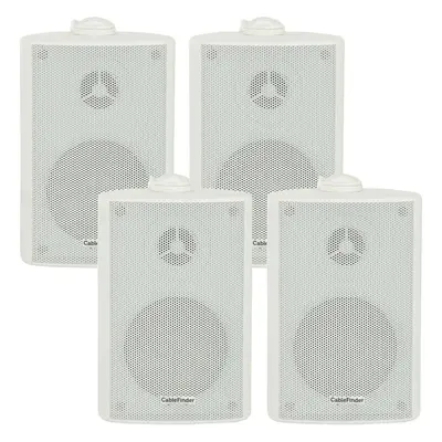 4x 70W White Outdoor Rated Garden Wall Speakers Wall Mounted HiFi 8Ohm & 100V