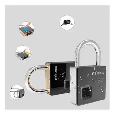 (Gold) Smart Fingerprint Padlock Outdoor Travel Lock IP65 Waterproof Biometric Intelligent Finge