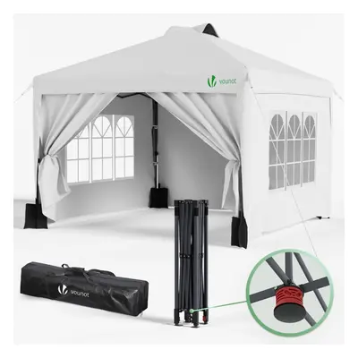 VOUNOT 3m x 3m Pop Up Gazebo with Sides, Central Lock System & Weight Bags & Carry Bag, Marquee 