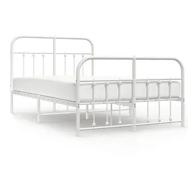 (white, x cm/with headboard & footboard) vidaXL Metal Bed Frame Bedroom Bed Base Bedstead Metal 