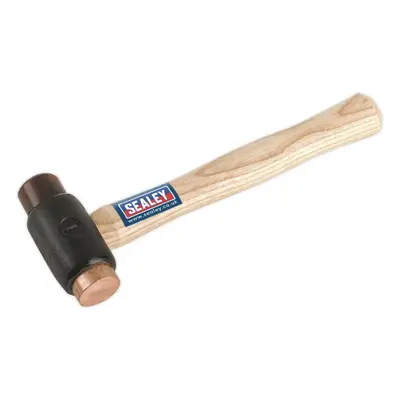 1.5lb Copper and Rawhide Faced Hammer - Hickory Wooden Shaft - Iron Head