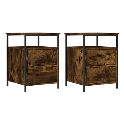 (smoked oak) vidaXL Bedside Cabinets Nightstand Bed Table pcs Sonoma Oak Engineered Wood