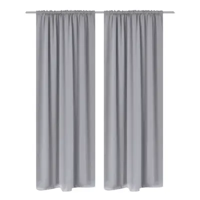 vidaXL 2x Slot-Headed Blackout Curtains 135x245cm Grey Window Blinds Drapes