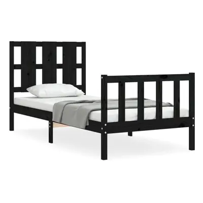 (black, x cm) vidaXL Bed Frame Bed Base Wooden Bed with Headboard Black King Size Solid Wood