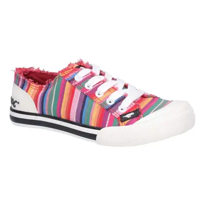 (4 UK, Red/Multi) Rocket Dog Womens/Ladies Jazzin Eden Stripe Lace Up Canvas Trainer