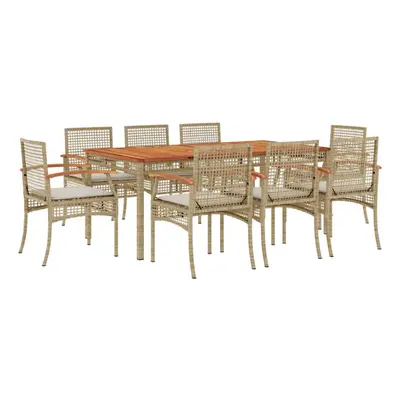 vidaXL Garden Dining Set Piece with Cushions Outdoor Chair Beige Poly Rattan